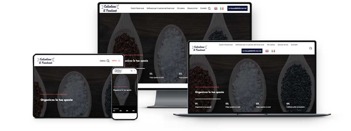 Mockup di dispositivi tecnologici con cui è possibile utilizzare Qubì, il software per il calcolo del food cost per fare pubblicità